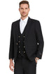 Men's One Button Peak Lapel Vested Suit With Gold Buttons In Black