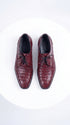 Los Altos Men’s Burgundy Crocodile Shoes, Exotic Gator Lace-Up Formal Dress Shoes