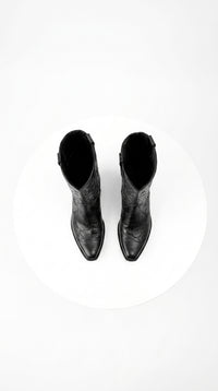 Los Altos Men’s Black Elephant Print Cowboy Boots, Oval Toe Exotic Western Dress Boots