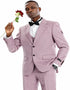 Men's Two Button Vested Wide Notch Lapel Vintage Style Dusty Rose Pink Pinstripe Suit