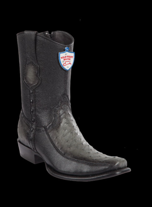 Wild West Botas de Avestruz Horma Dubai Toe Faded Gray