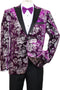 Mardi Gras Tuxedo Suit Men's Modern Fit Velvet Floral Paisley Foil Tuxedo Jacket in Purple & Silver