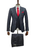 Mens Giovanni Testi Charcoal 3 Piece Suit   – 2 Button Closure, Classic Notch Lapel, Flex Waist Pants