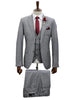 Mens Giovanni Testi 3 Piece Suit in Light Grey – Notch Lapel Blazer, Matching Vest & Flex Waist Dress Pants