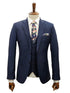 Mens Giovanni Testi Navy 3 Piece Suit – Modern Fit 2 Button Notch Lapel, Side Vents, Flex Waist Trousers