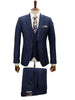 Mens Giovanni Testi Navy 3 Piece Suit – Modern Fit 2 Button Notch Lapel, Side Vents, Flex Waist Trousers