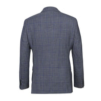 English Laundry 2-Piece Gray with Blue Windowpane Slim Fit Suit Wool Blend