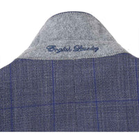 English Laundry 2-Piece Gray with Blue Windowpane Slim Fit Suit Wool Blend