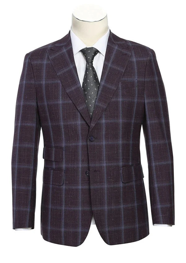 English Laundry 2-Piece Purple Window Pane Check Slim Fit Suit Wool Bl ...