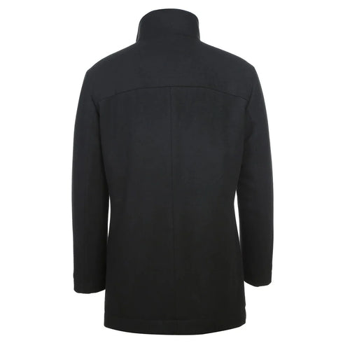 English Laundry Blue Tone-on-tone Glen Plaid Slim Fit Wool Blend Short Coat with Detachable Full Zipper