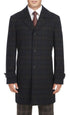 Navy Slim Fit Wool Blended Long Overcoat