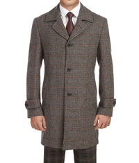 Brown Slim Fit Wool Blended Long Overcoat