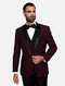 Statement Men's  Burgundy With Black  Lapel  Vested 100% Wool Tuxedo