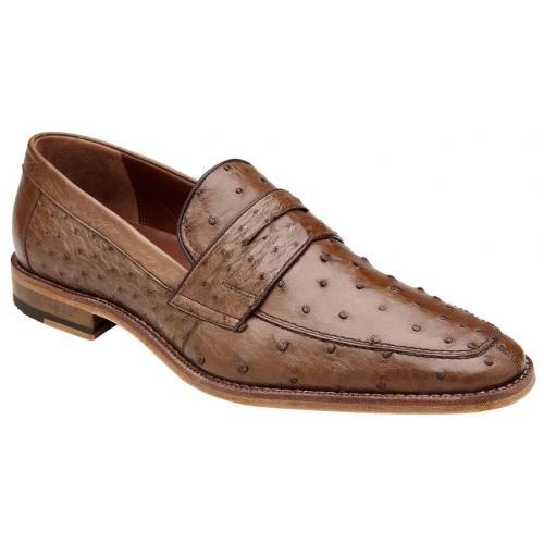 Belvedere Espada Tabac  Genuine Ostrich Quill Penny Loafer