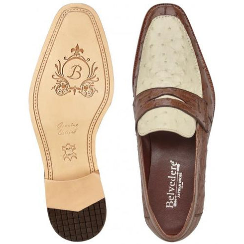 Belvedere Espada Tabac / Bone Genuine Ostrich Quill Penny Loafer