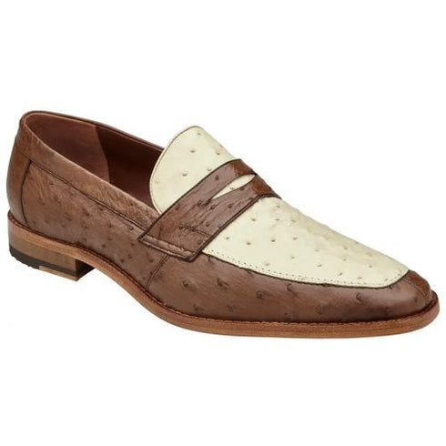 Belvedere Espada Tabac / Bone Genuine Ostrich Quill Penny Loafer