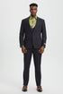 Men's Vested One Button Peak Lapel Stacy Adams Designer Suit in Charcoal