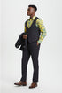 Men's Vested One Button Peak Lapel Stacy Adams Designer Suit in Charcoal