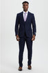 Men's Vested One Button Peak Lapel Stacy Adams Designer Suit in Navy Blue
