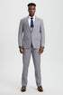 Men's Vested One Button Peak Lapel Stacy Adams Designer Suit in Light Grey