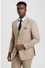Men's Two Button Vested Stacy Adams Basic Designer Suit in Tan