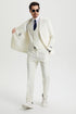 Men's Two Button Vested Stacy Adams Basic Designer Suit in Ivory Off White