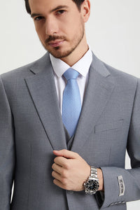 Men's Two Button Vested Stacy Adams Basic Designer Suit in Grey