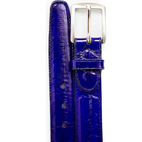 Men's Belvedere Genuine Eel Skin Dress Belt in Purple