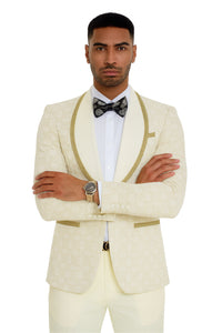 2025 Ivory and Gold 2pc Men's Suit by Tazzio