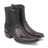 Los Altos Square Toe Men’s Brown Caiman Tail Low Shaft European Boots