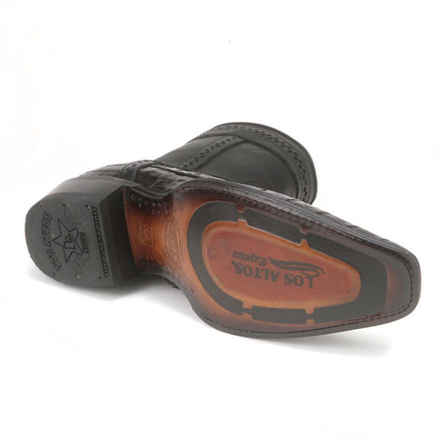 Los Altos Square Toe Men’s Brown Caiman Tail Low Shaft European Boots