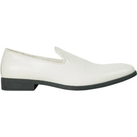 Bravo Mens Classic Plain Toe Slip on Loafer Dress Shoe in Ivory