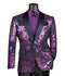 Mardi Gras Tuxedo Suit Mens Slim Fit Purple Shiny Prom Jacket Bowtie Set Vinci BSF-19