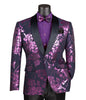 Mardi Gras Tuxedo Suit Mens Slim Fit Purple Shiny Prom Jacket Bowtie Set Vinci BSF-19