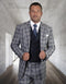 Mens Classic Fit One Button Peak Lapel Suit with Double Breasted Vest in Navy