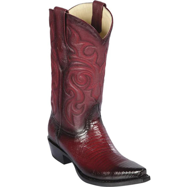 Los Altos Boots - Mens Dress Cowboy Boot - Low Priced Faded Burgundy Lizard Cowboy Boots- in Burgundy