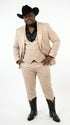 Mens Light Beige Western 3-Piece Suit – Cowboy Tuxedo with Shawl Lapel