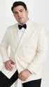 Men’s Ivory Double Breasted Tuxedo Dinner Jacket, Cream Off White Formal Wedding Blazer