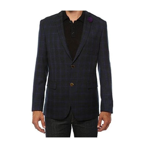 Mens two Button Plaid Slim Fit Purple Blazer Dinner Jacket