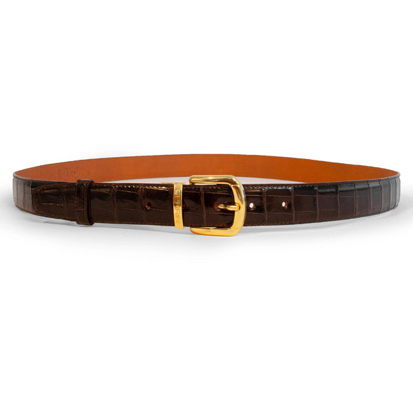 Mens Ferrini 1¼" Alligator Dress Belt in Brown