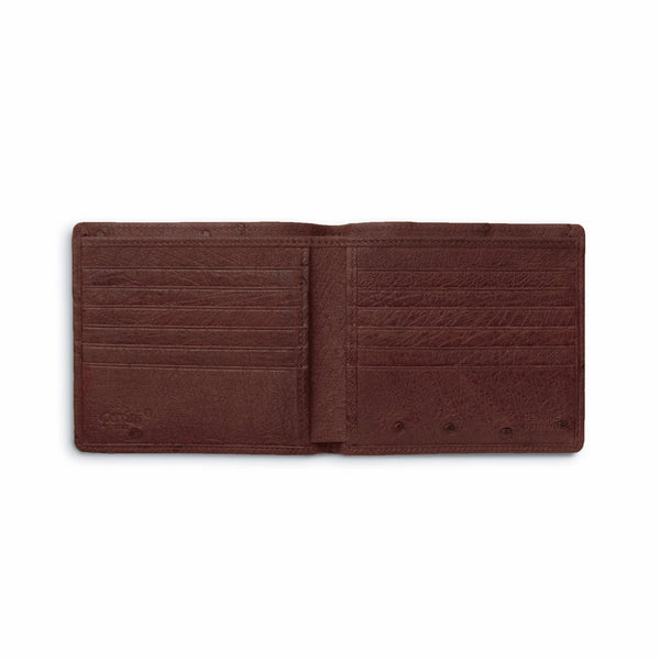 Mens Full Ostrich Quill Hipster Wallet in Brown