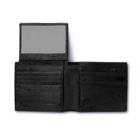 Mens Full Ostrich Quill Billfold Wallet in Black