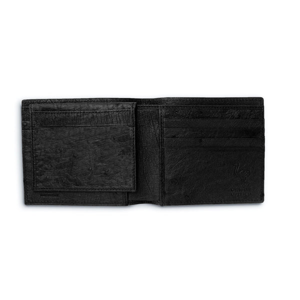 Mens Full Ostrich Quill Billfold Wallet in Black