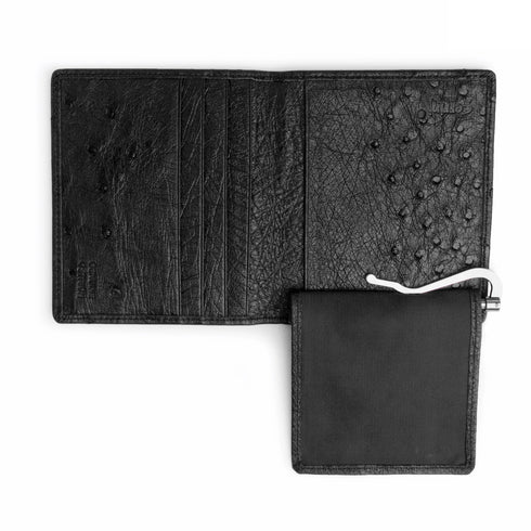 Mens Full Ostrich Quill Money Clip Wallet in Black