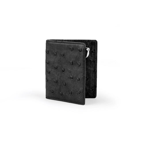 Mens Full Ostrich Quill Money Clip Wallet in Black