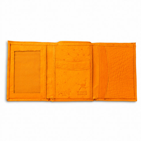 Mens Smooth Ostrich Trifold Wallet in Buttercup