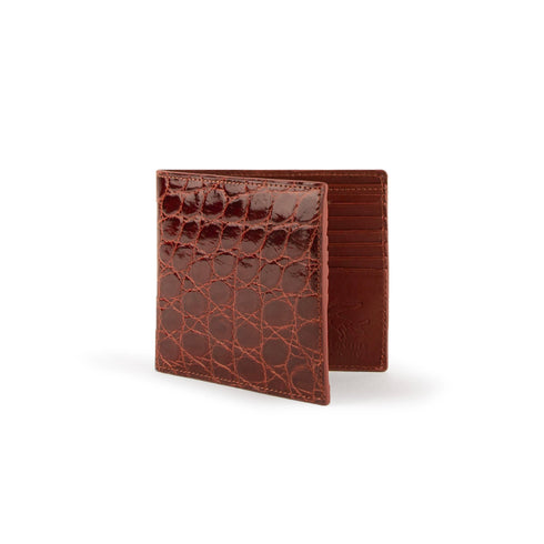 Mens Alligator Hipster Wallet in Cognac