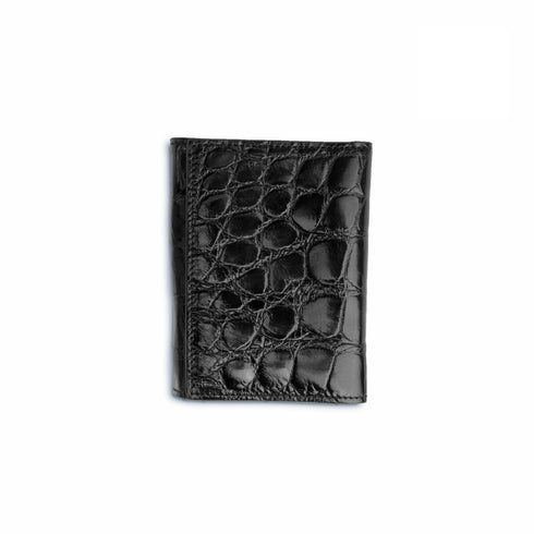 Mens Alligator Trifold Wallet in Black