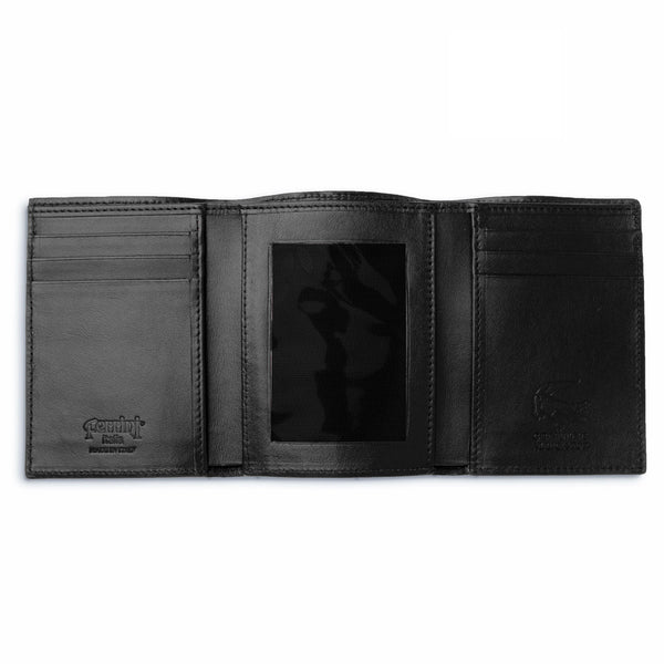 Mens Alligator Trifold Wallet in Black