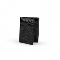 Mens Alligator Trifold Wallet in Black